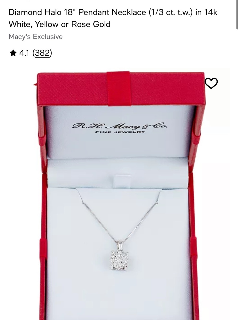 Halo Diamond Necklace 14k White Gold